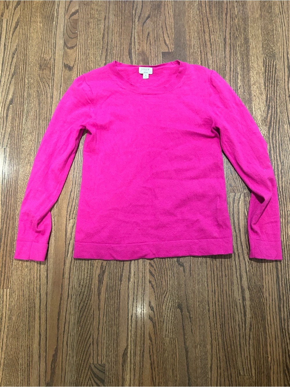 J.Crew Teddie Hot Pink Fuchsia Wool Blend Crewneck Sweater Size Small